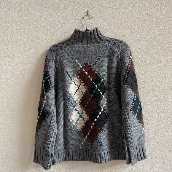 Zara Diamond Knit Sweater in grey marl, Size S - Picture 10 of 10